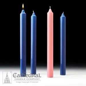 1-1/2" X 16" Stearine Advent Candle Set (3 Sarum Blue, 1 Pink)