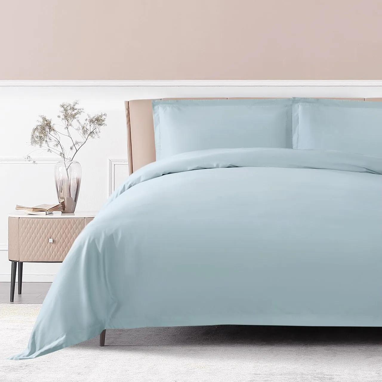 100% Long-Staple Cotton Duvet Cover, from Luxury Bedding Brand TheCotton&Silk, Twin XL, Misty Blue