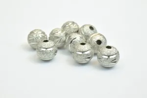 100 PCs Steel Dark Silver Plated Carved Round Beads 8mm/10mm Diamond Cut