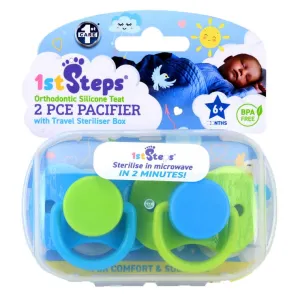 1st Steps Pacifier Orthodontic Teat w/ Travel Case, 2 Asstd Colours