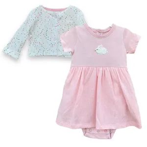 2 Pc Dress Romper And Bolero Set - Bunny