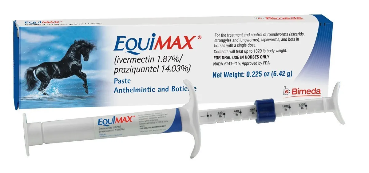 (3 Pack) Bimeda Equimax Horse Wormer Ivermectin 1.87 Percent and Praziquantel 14.03Percent Paste Tube