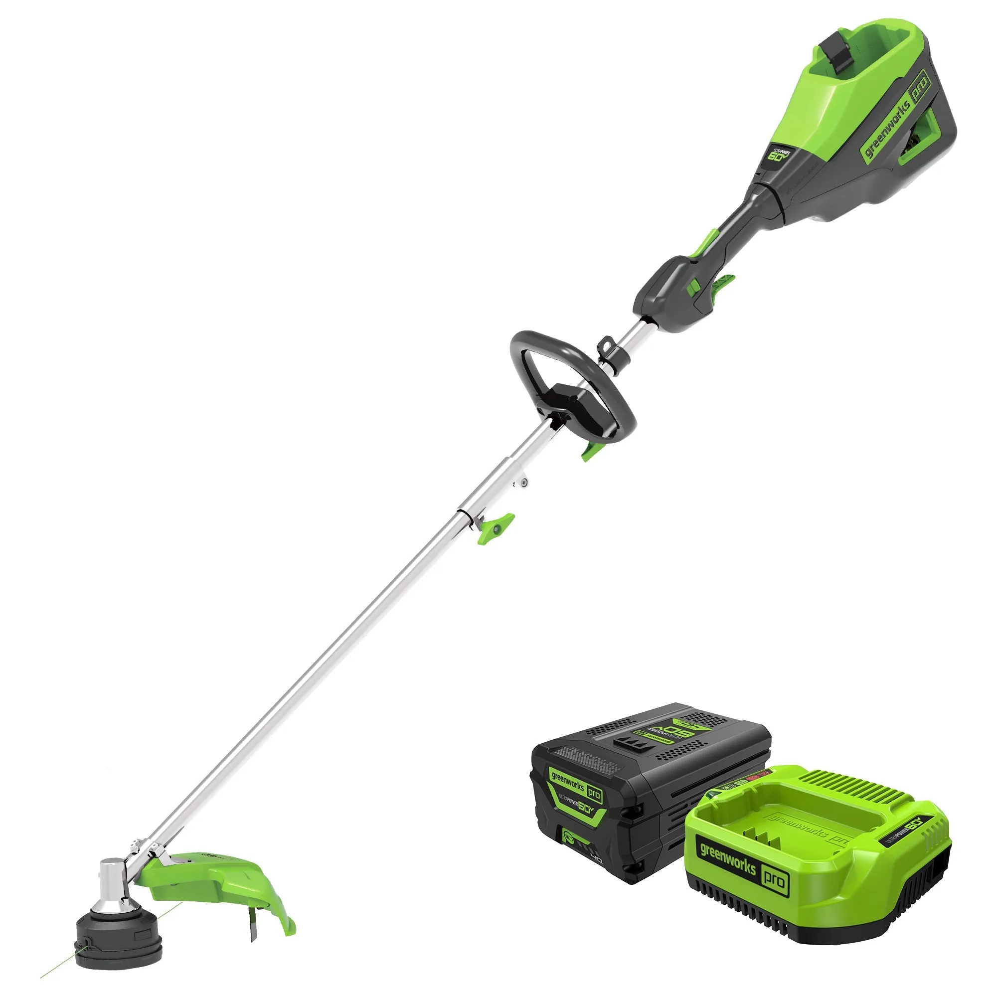 60V 16" Cordless Battery String Trimmer (Attachment Capable) & 8" Edger Attachment Combo Kit w/ 4.0 Ah Battery & Charger