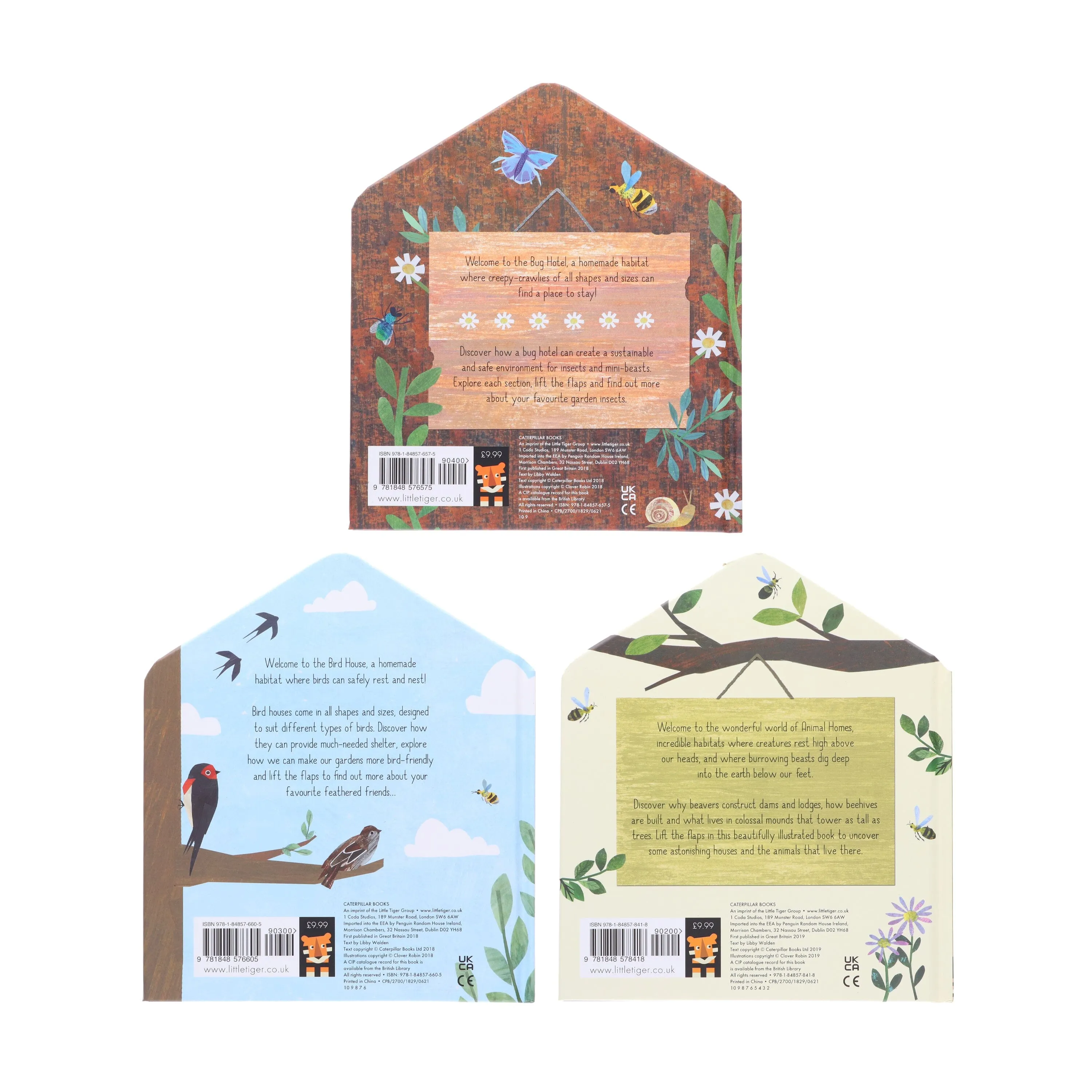 A Clover Robin Book of Nature Series 3 Books Lift-the-flap Collection Set (Bird House, Bug Hotel & Animal Homes)- Ages 0-5 - Board Book