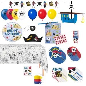 Ahoy Pirate Standard Birthday Party Supplies Kit, 8 Guests