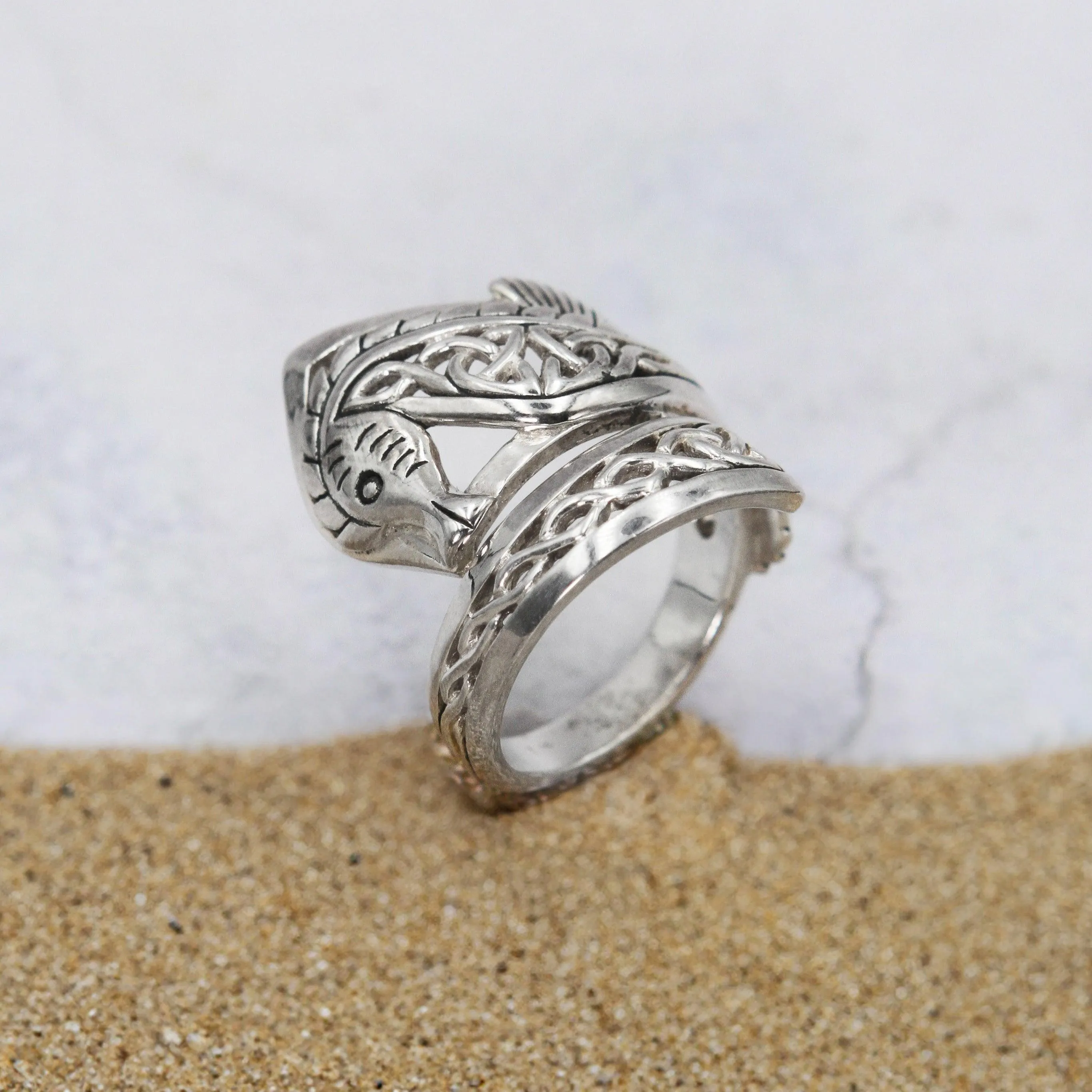 An anomaly of nature ~ Celtic Knotwork Seahorse Sterling Silver Spoon Ring TRI1737