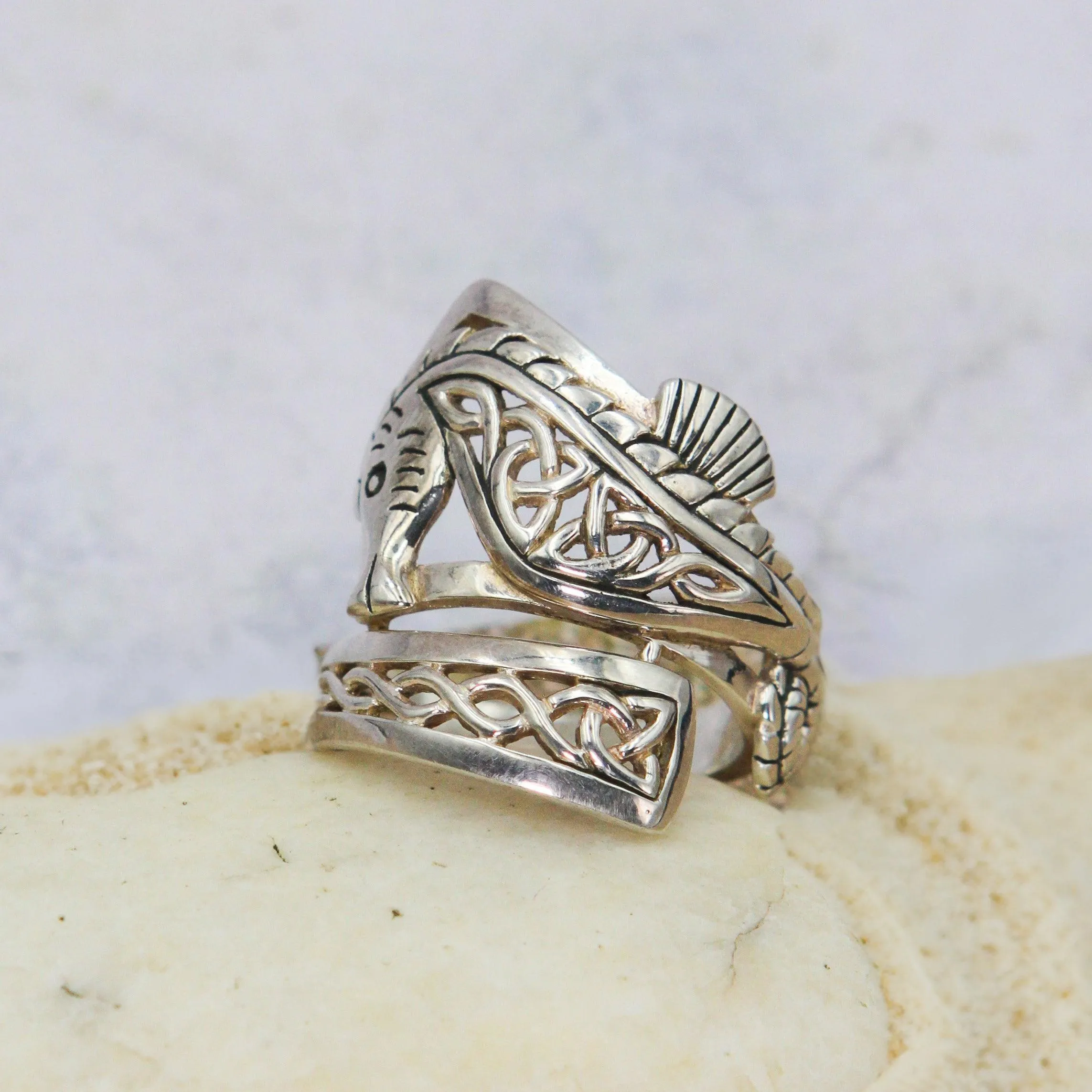 An anomaly of nature ~ Celtic Knotwork Seahorse Sterling Silver Spoon Ring TRI1737