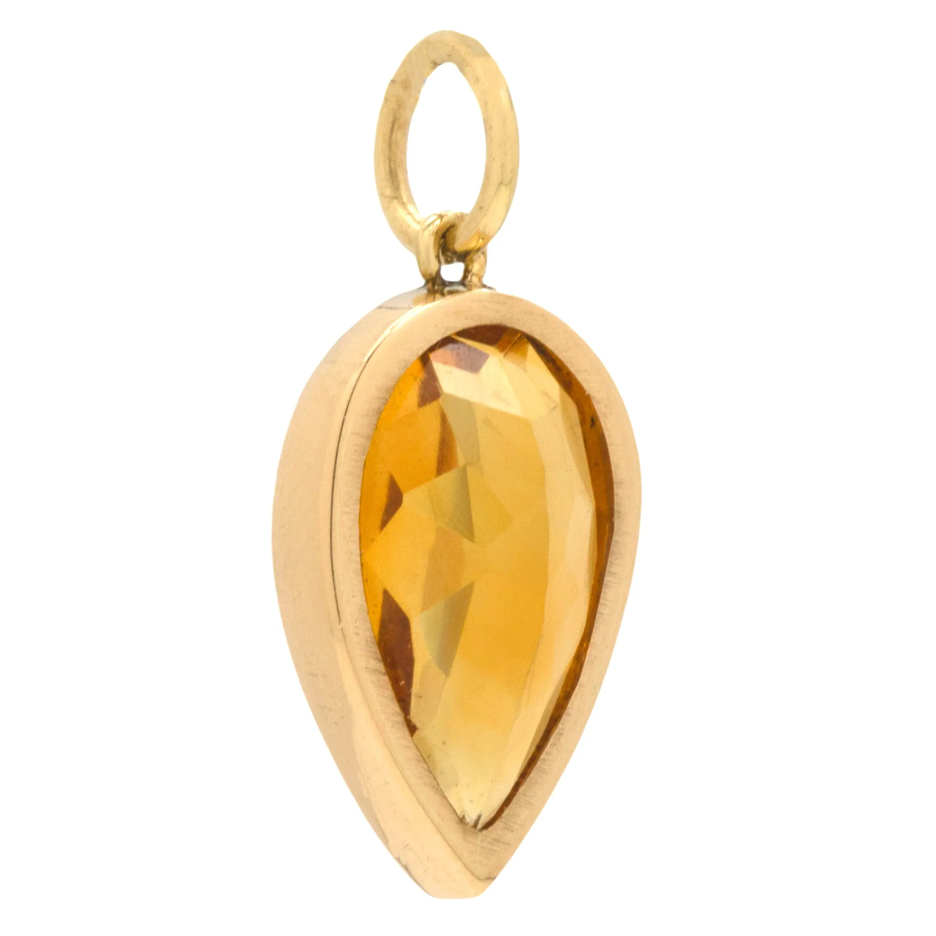 Antique 18ct Gold Pear Citrine Pendant, 3.70ct.