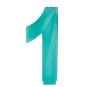 Aqua Number 1 Birthday Facet Candle, 1 Count