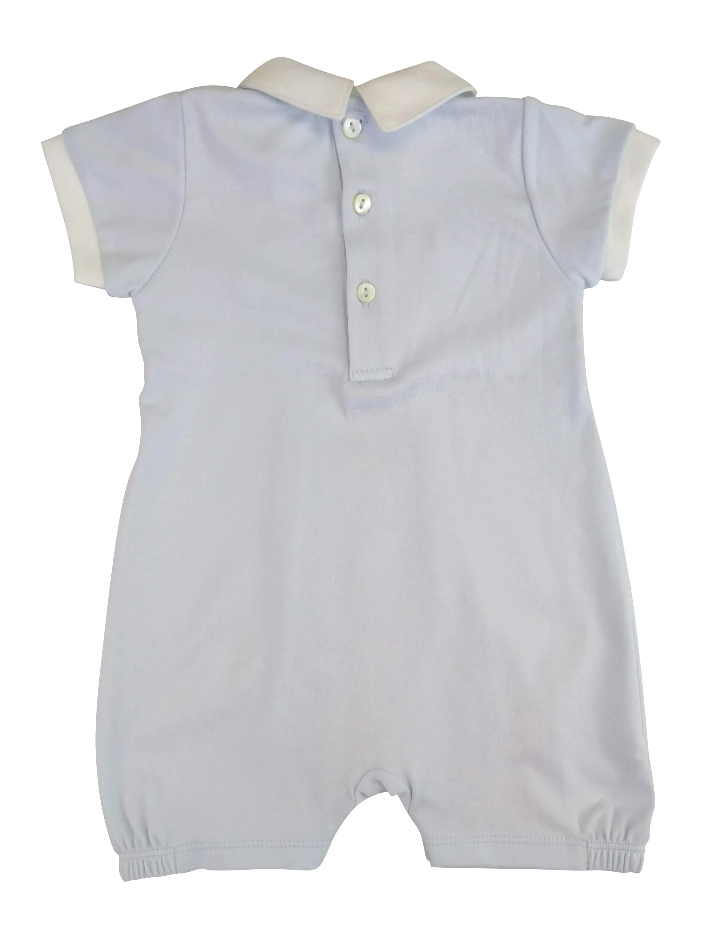 Baby Boy's Blue Cars Hand Smocked Romper