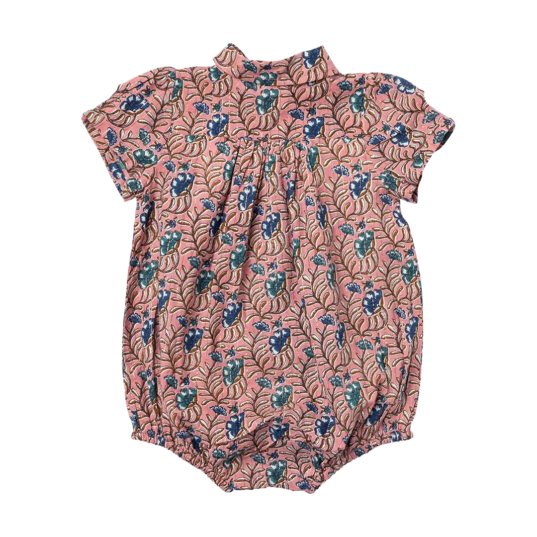 Baby Girls Petal Collar Bodysuit- Mauveglow Vine Floral