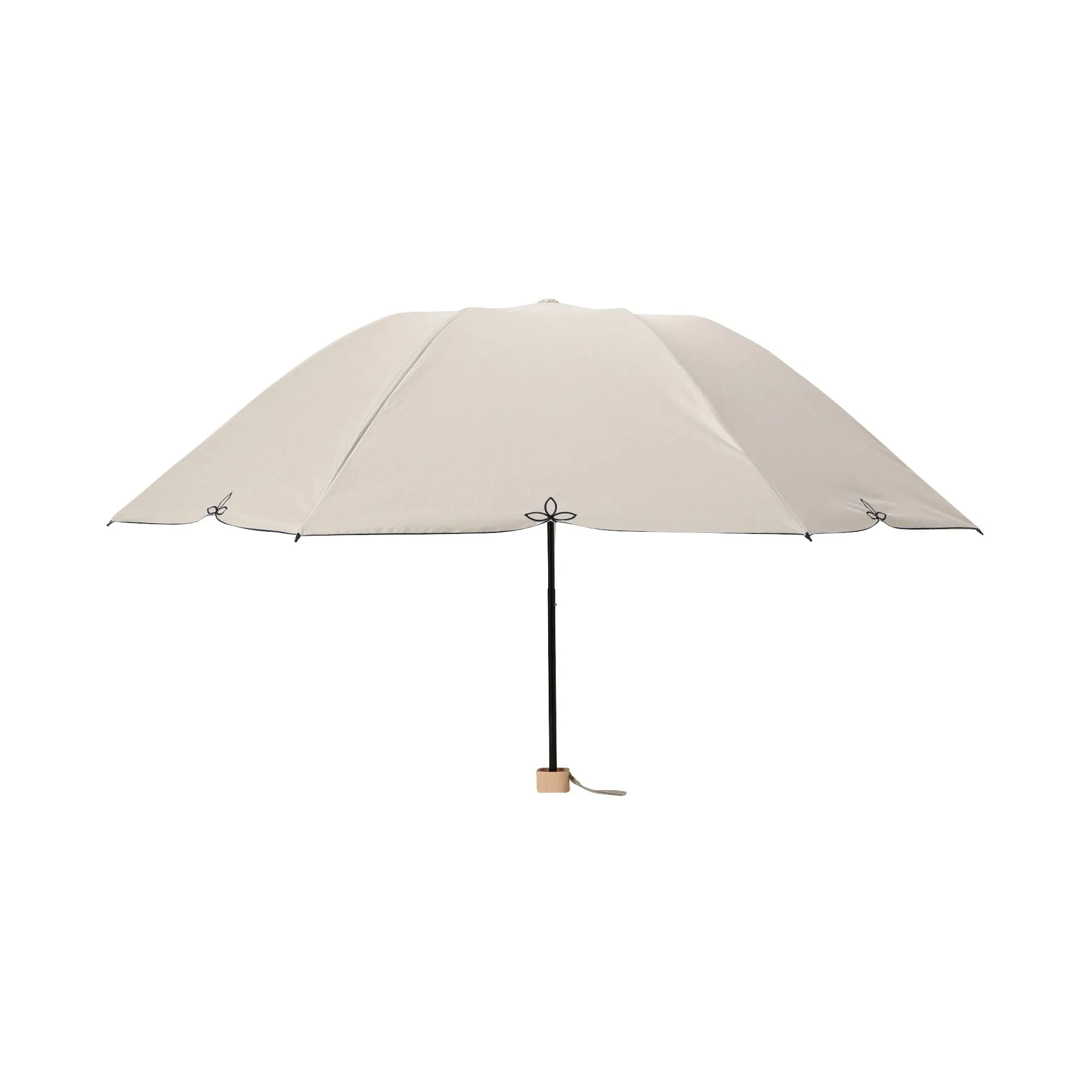 Blackout Birdcage Wide Scallop Folding Umbrella Beige