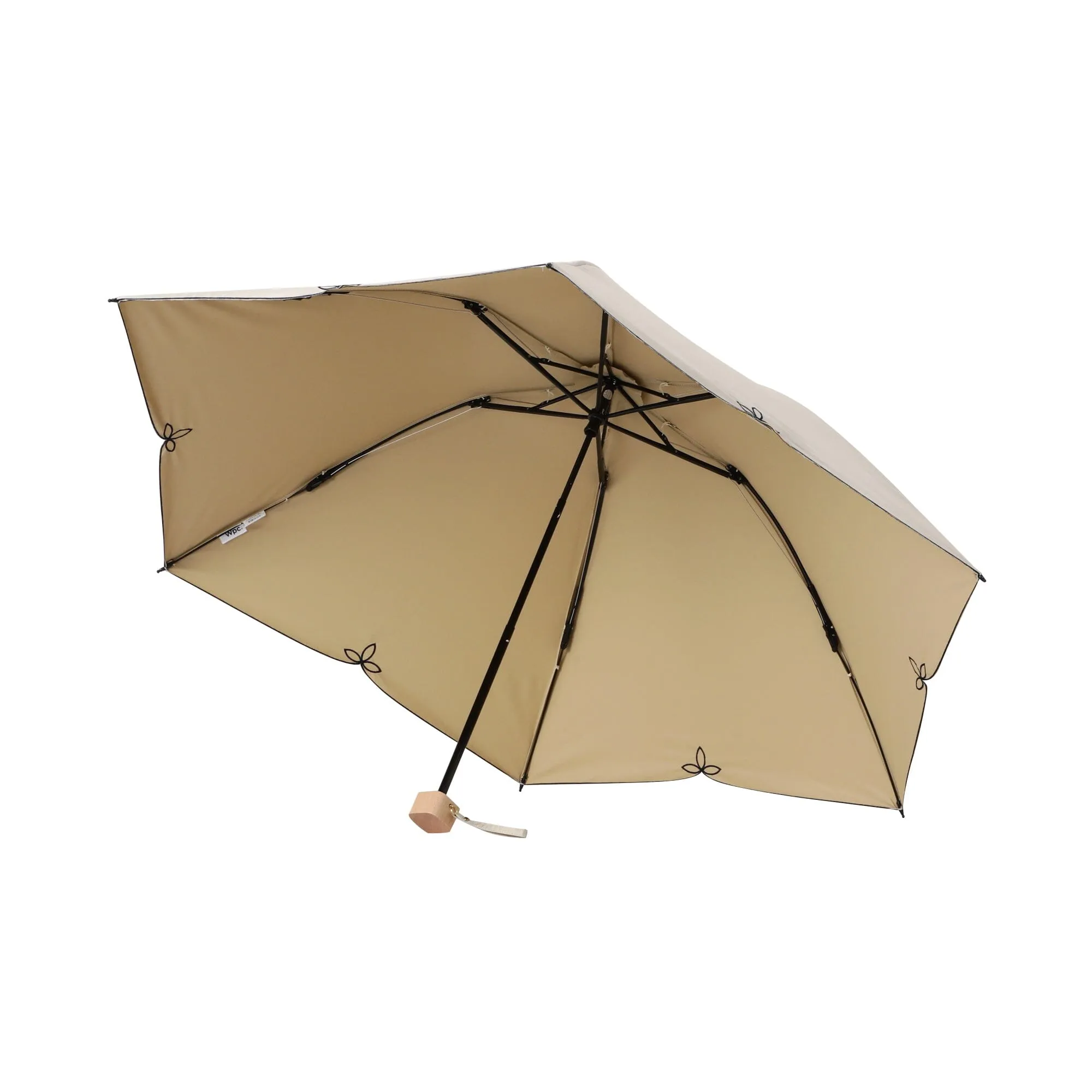 Blackout Birdcage Wide Scallop Folding Umbrella Beige