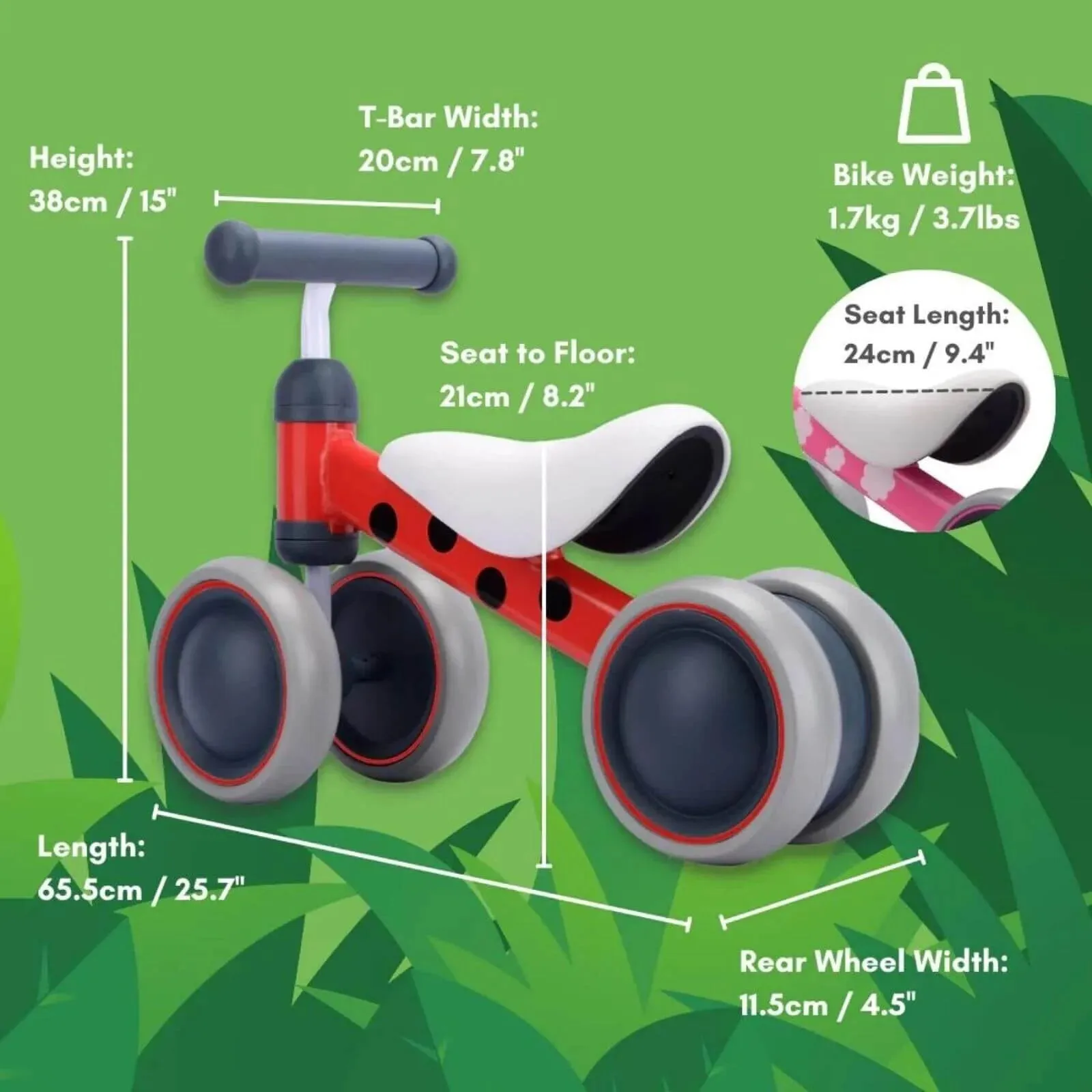 BOLD CUBE Baby Balance Bike - Red