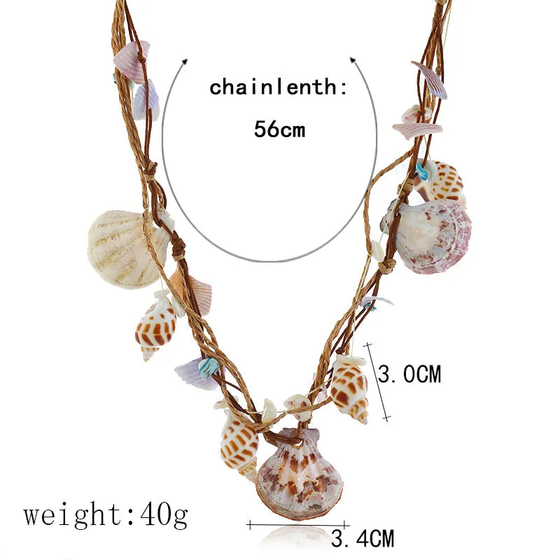 Colourful Sea Shell Boho Beads Necklace jltn1156