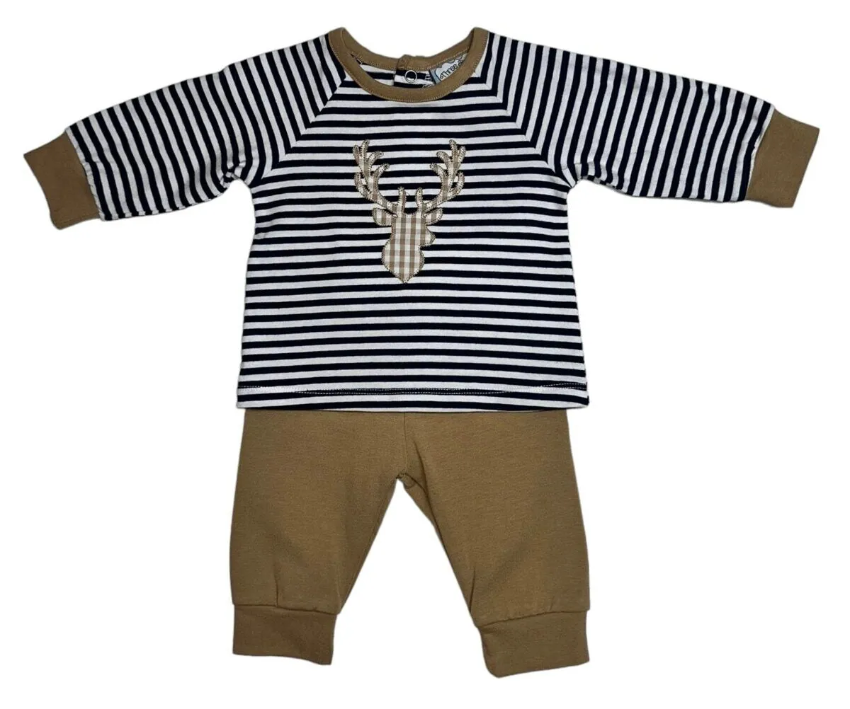 Deer Applique Boys Jogger Set