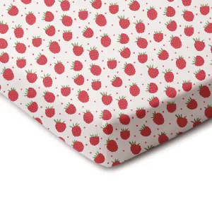 Fitted Crib Sheet - Raspberries Natural