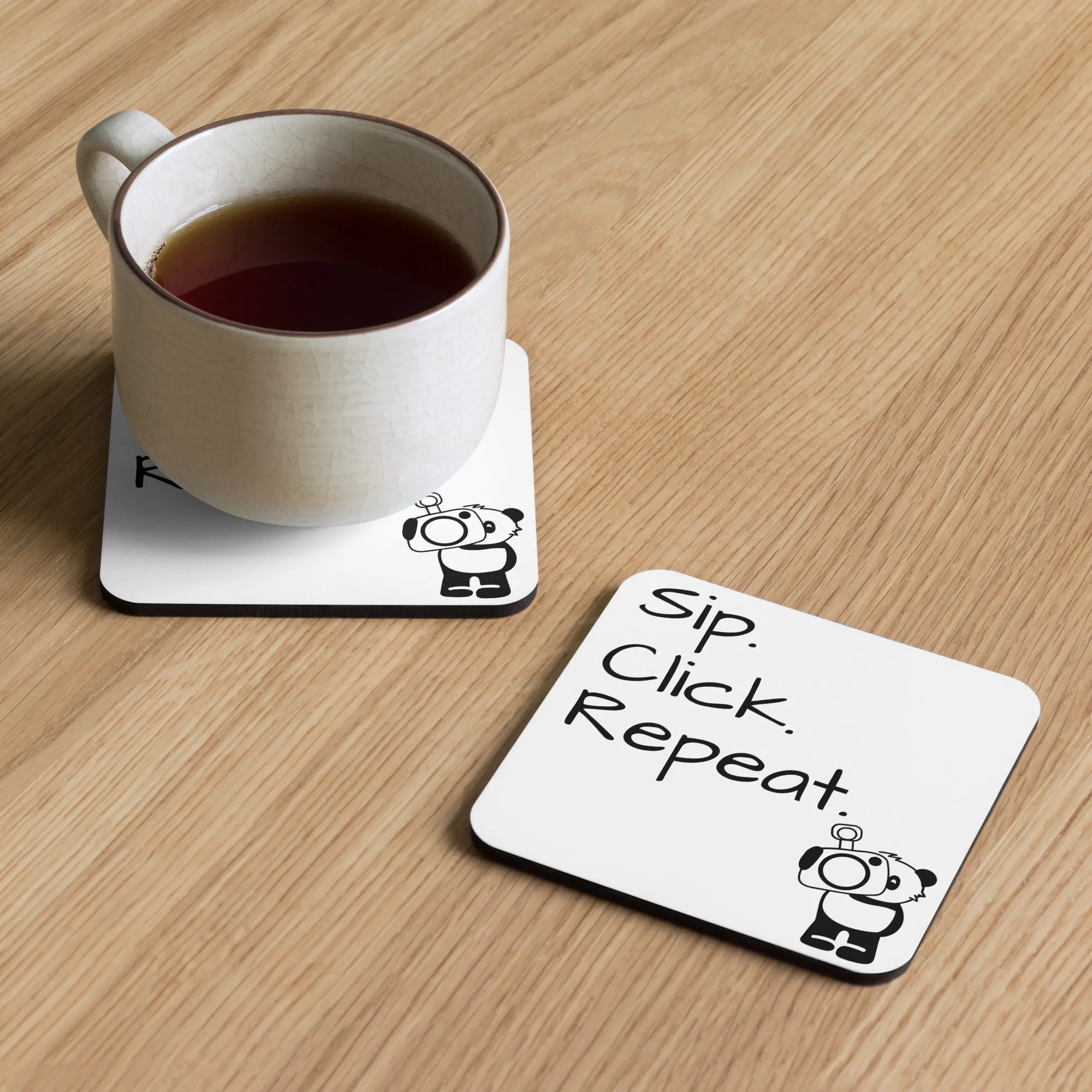 Gloss Coated Cork Backed Coaster - S.C.R. Panda