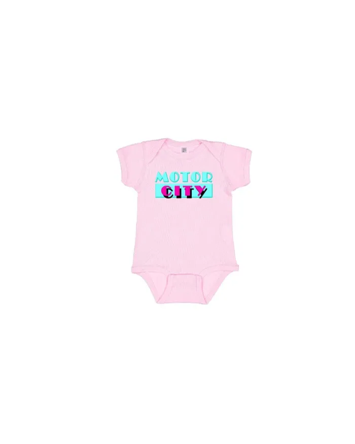 Ink Detroit - Motor City Baby Onesie - Flamingo Pink