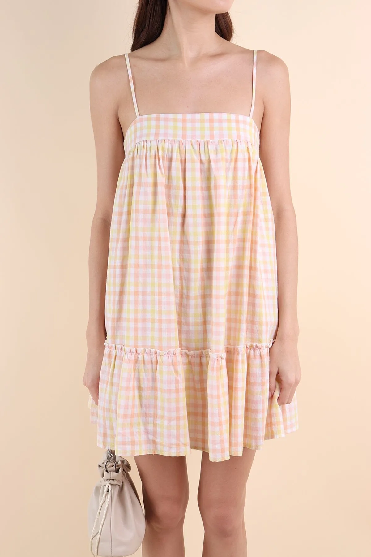 LICHFIELD GINGHAM ROMPER DRESS IN YELLOW