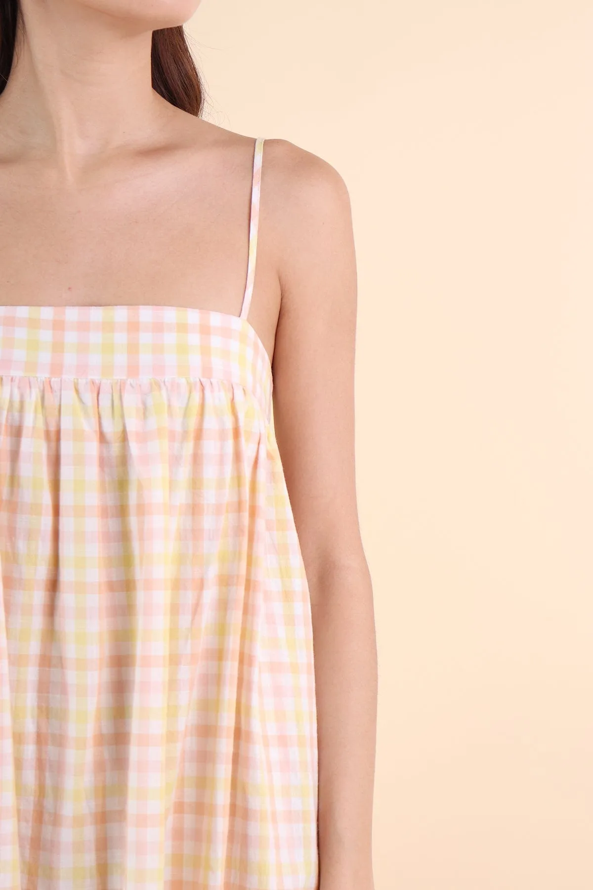 LICHFIELD GINGHAM ROMPER DRESS IN YELLOW