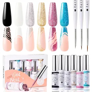 Liner Glitter Gel Nail Polish, Set of 6 Colors