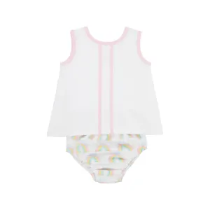 Mary Simms Bloomer Set-Pima, Worth Avenue White/Palm Beach Pink/Raine Bows