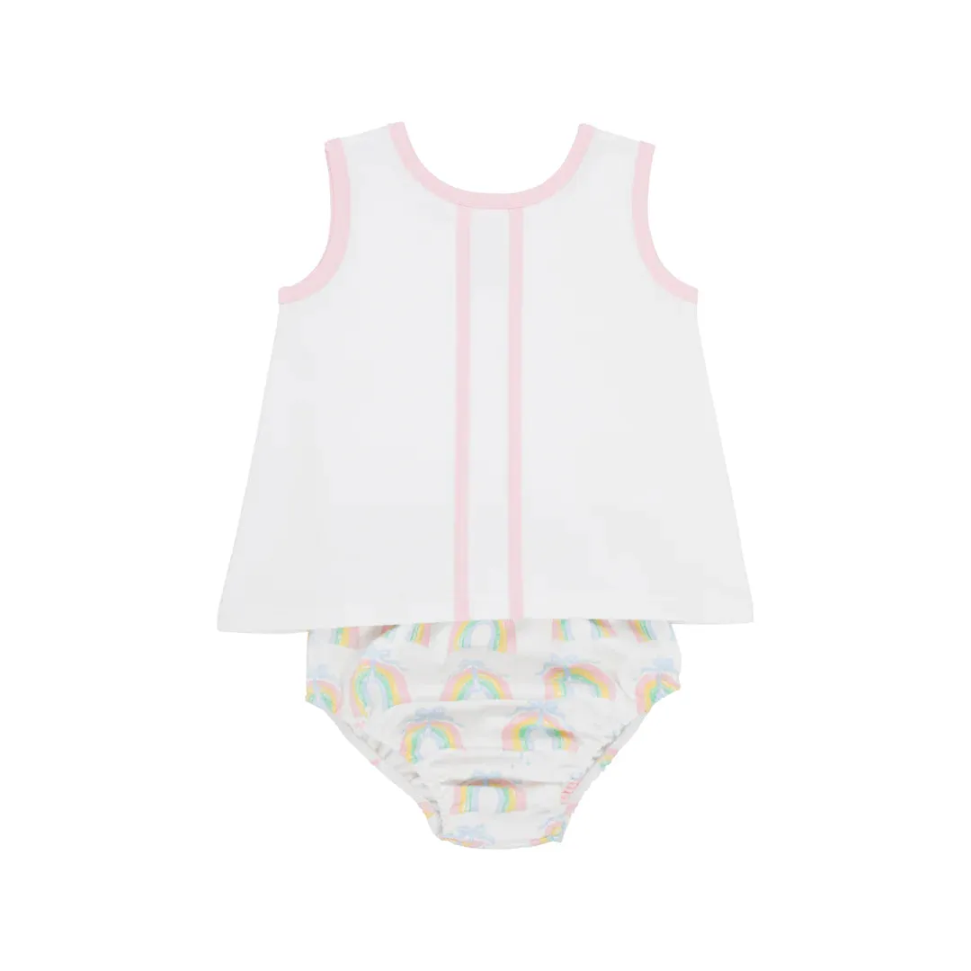 Mary Simms Bloomer Set-Pima, Worth Avenue White/Palm Beach Pink/Raine Bows