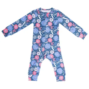 Navy Flower One-Piece Pajama