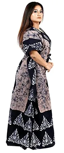 Onekbhalo Women's Cotton Floral Kaftan Nighty Maxi Gown (OK_Free Size) (Free Size, Dust)