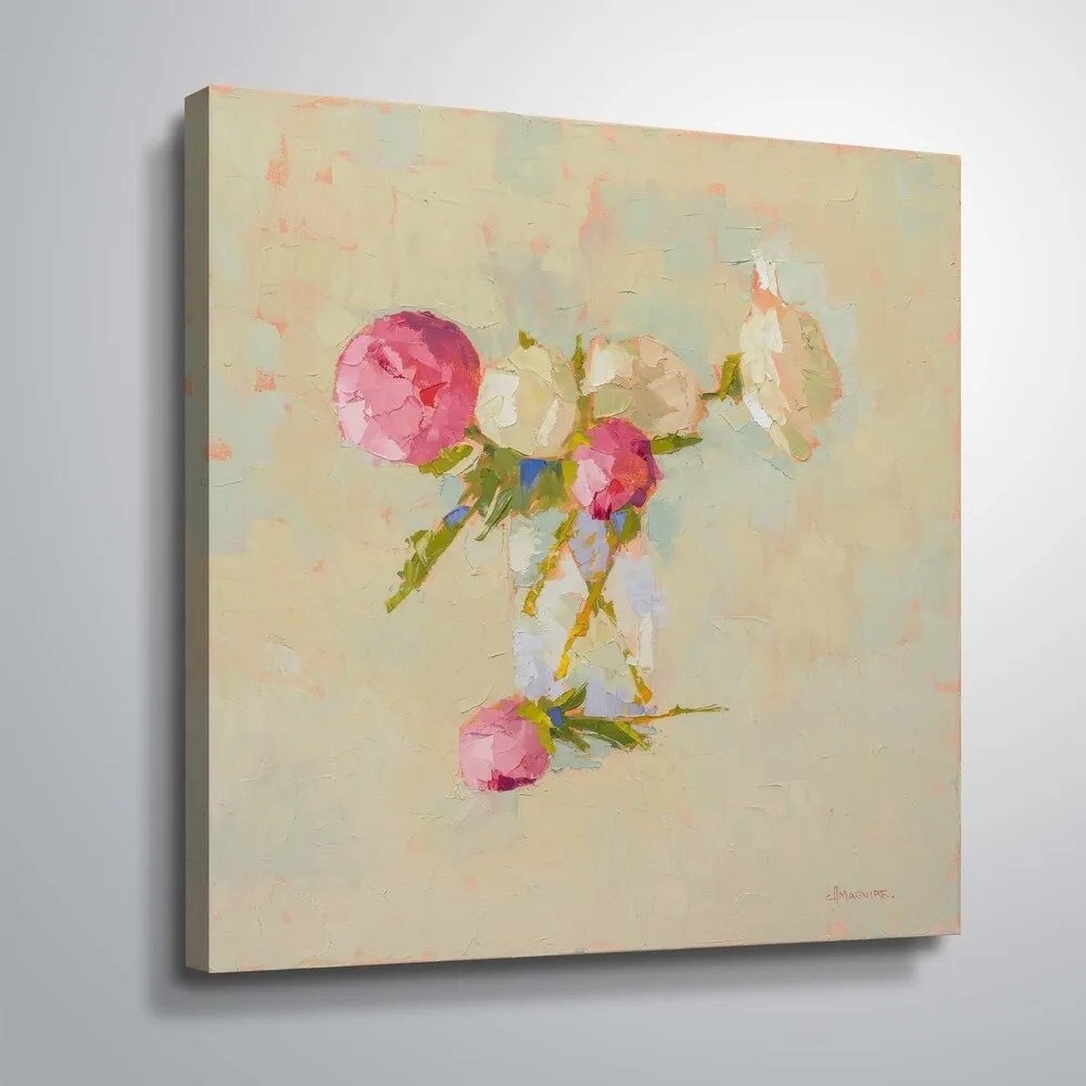 " Peonies In Glass No. 2" Gallery Wrapped Canvas