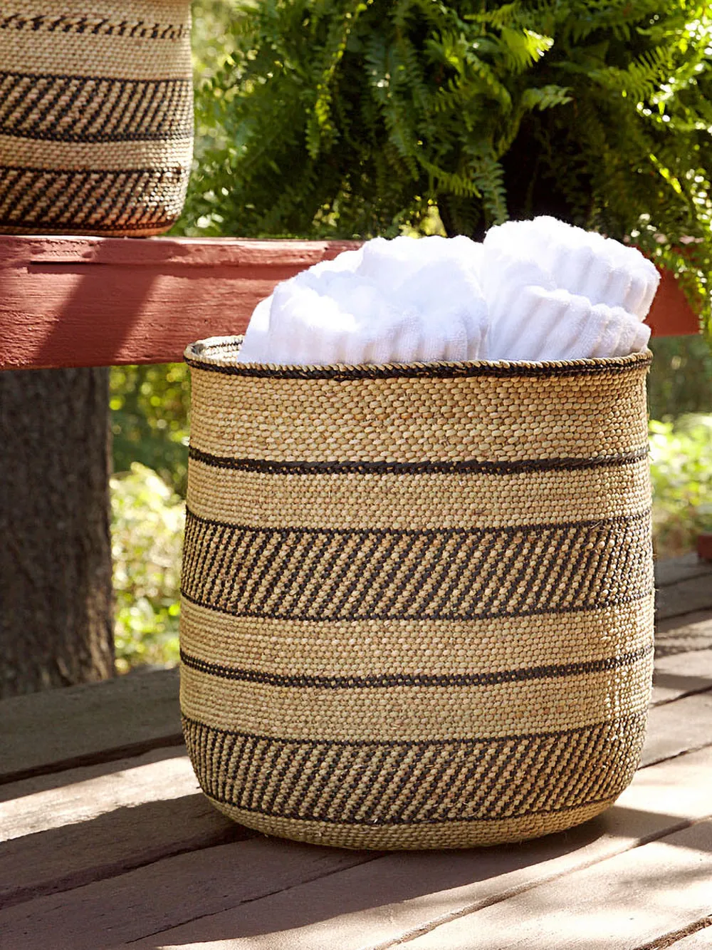 Small Iringa Stripe Basket in Natural & Black