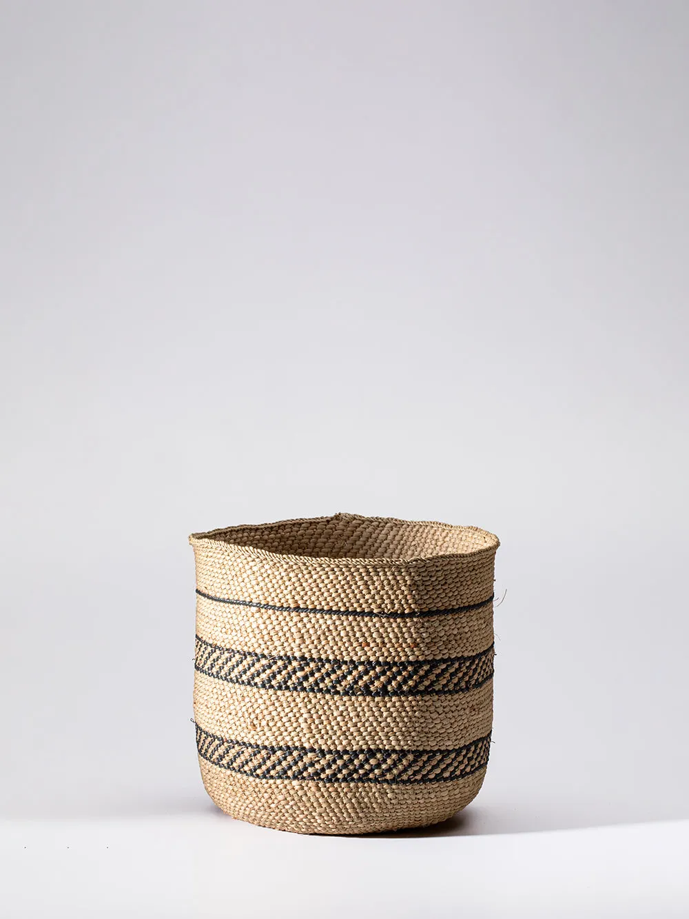 Small Iringa Stripe Basket in Natural & Black