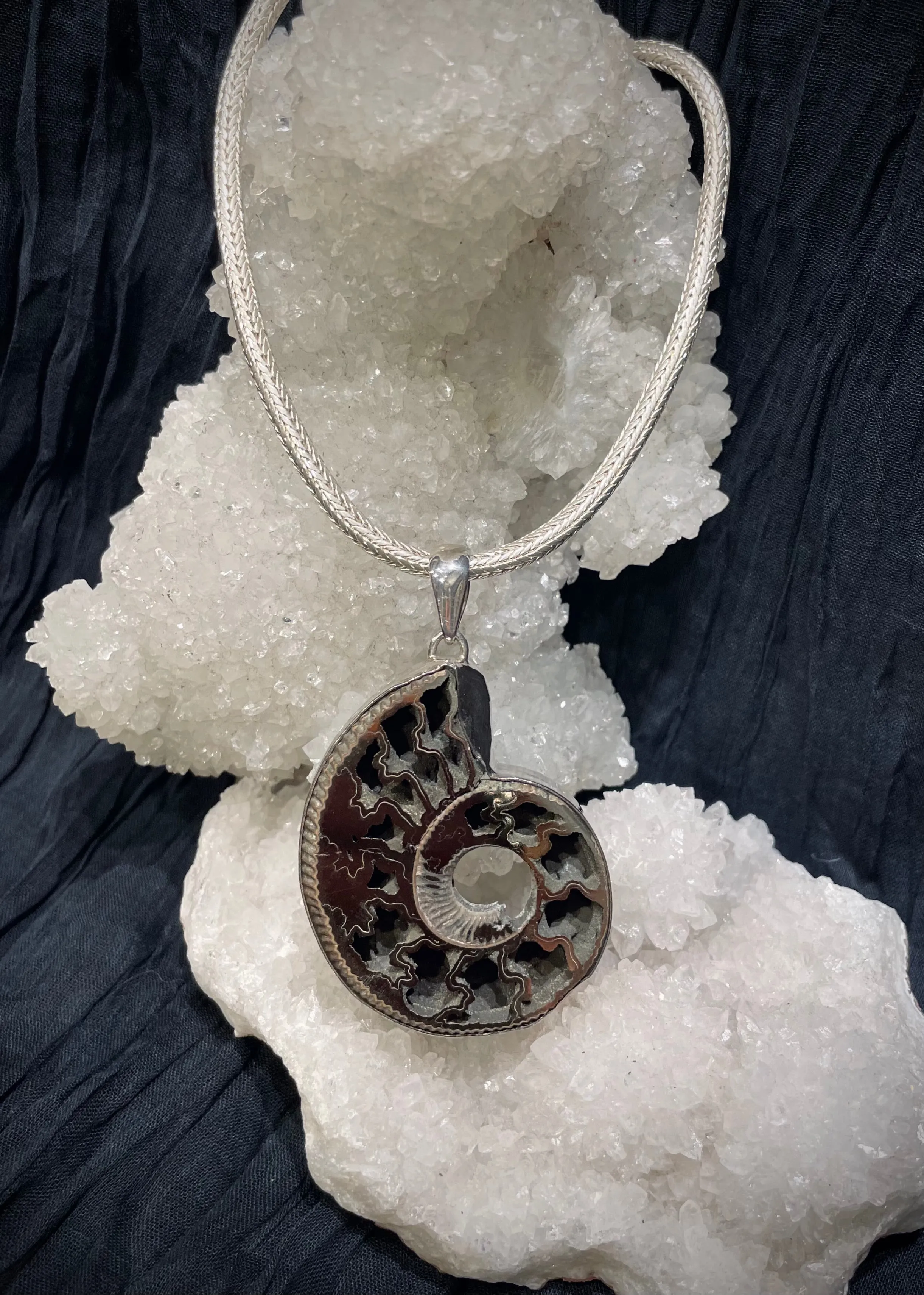 Spiral of Creation Pyritized Ammonite Pendant