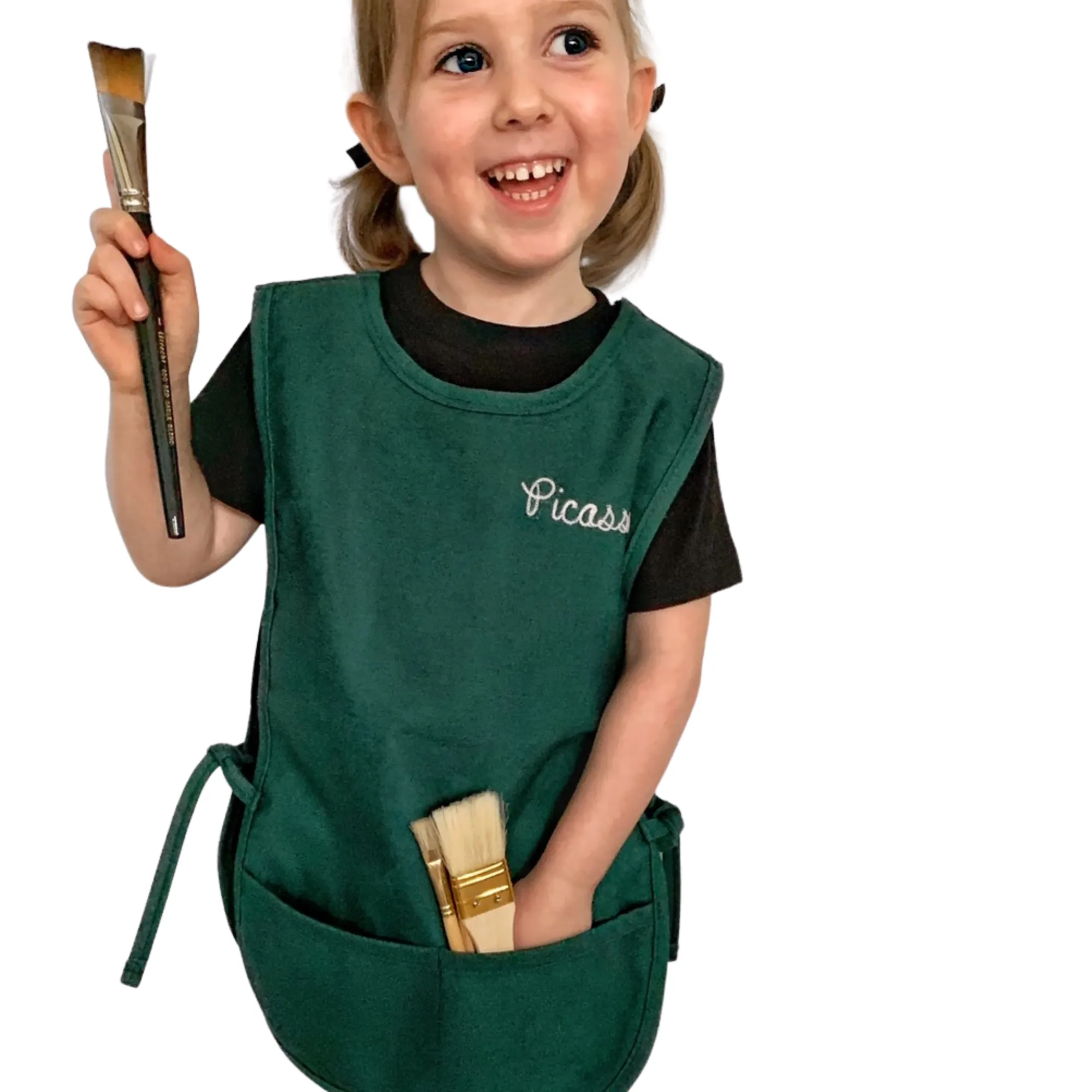 The Chainstitch Kids Apron - Hunter Green