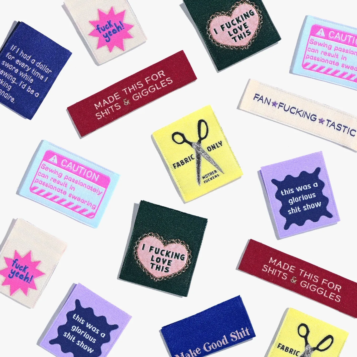 'The Sweary Sewist #4' - Assorted woven sewing labels 9 Pack