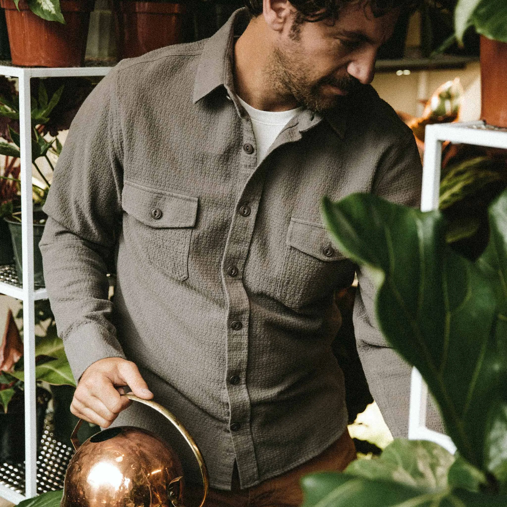 The Utility Shirt in Charcoal Jacquard