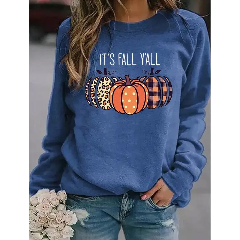 Women's Halloween Pumpkin English Printed Sweatshirt