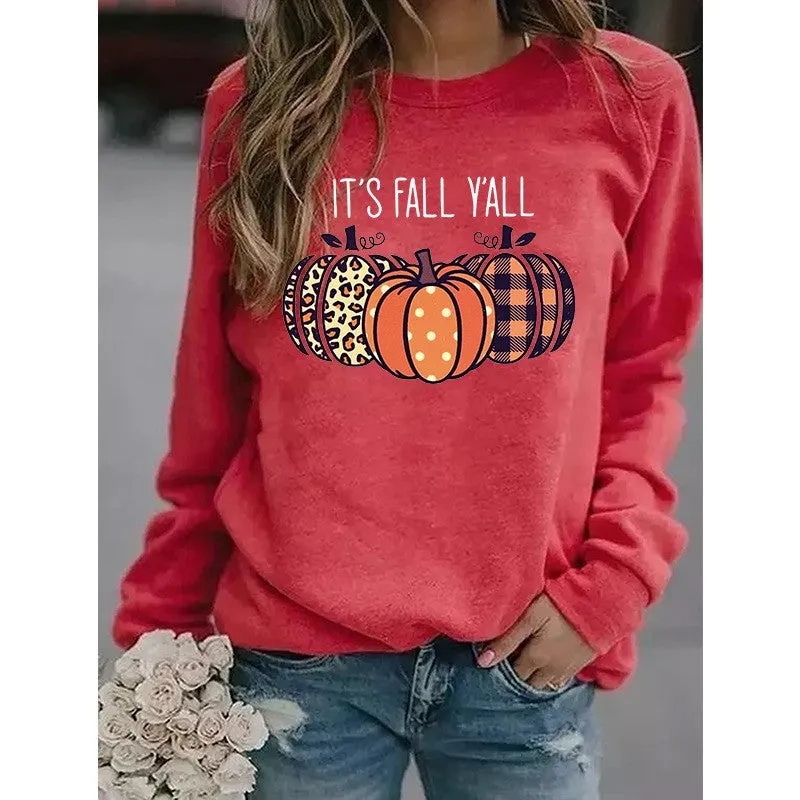 Women's Halloween Pumpkin English Printed Sweatshirt