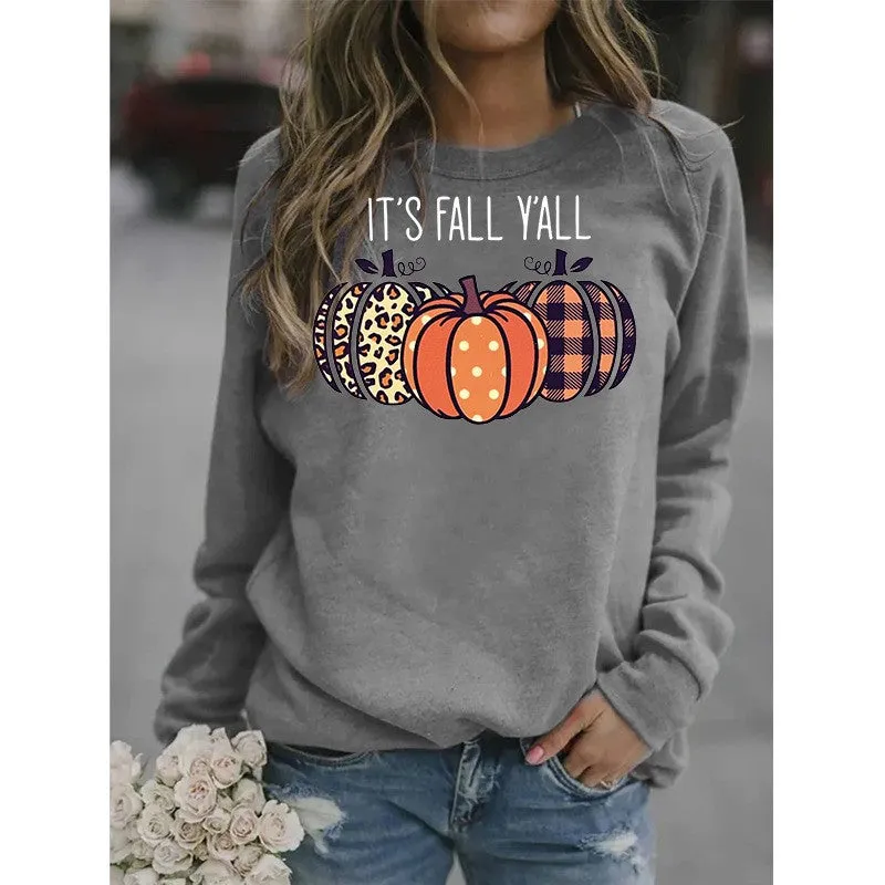 Women's Halloween Pumpkin English Printed Sweatshirt