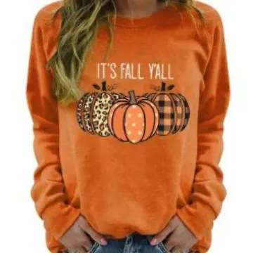 Women's Halloween Pumpkin English Printed Sweatshirt