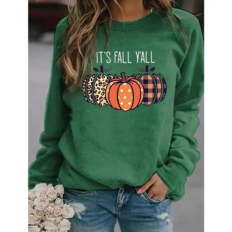 Women's Halloween Pumpkin English Printed Sweatshirt