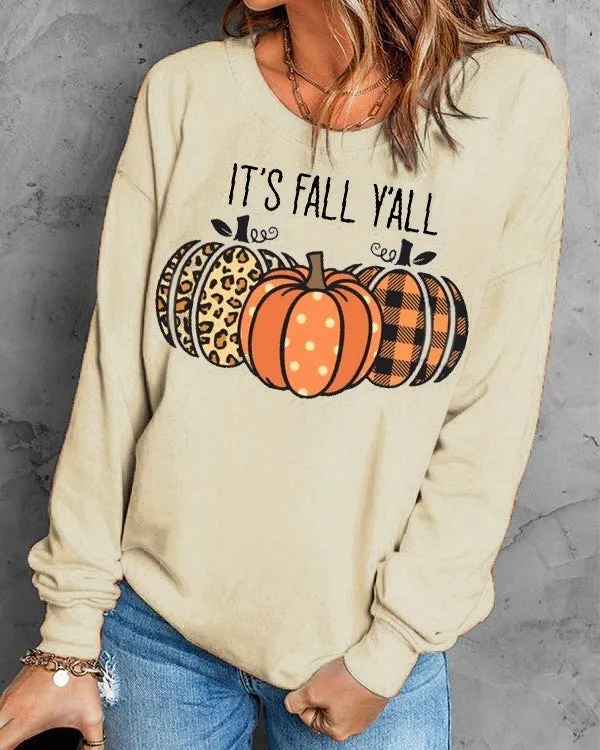 Women's Halloween Pumpkin English Printed Sweatshirt