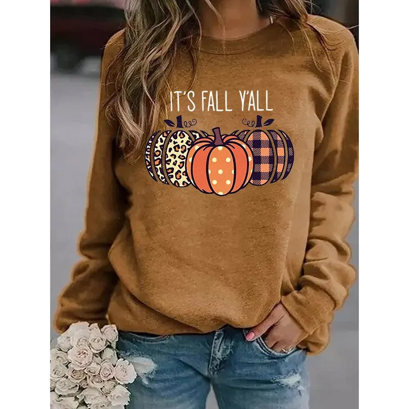 Women's Halloween Pumpkin English Printed Sweatshirt