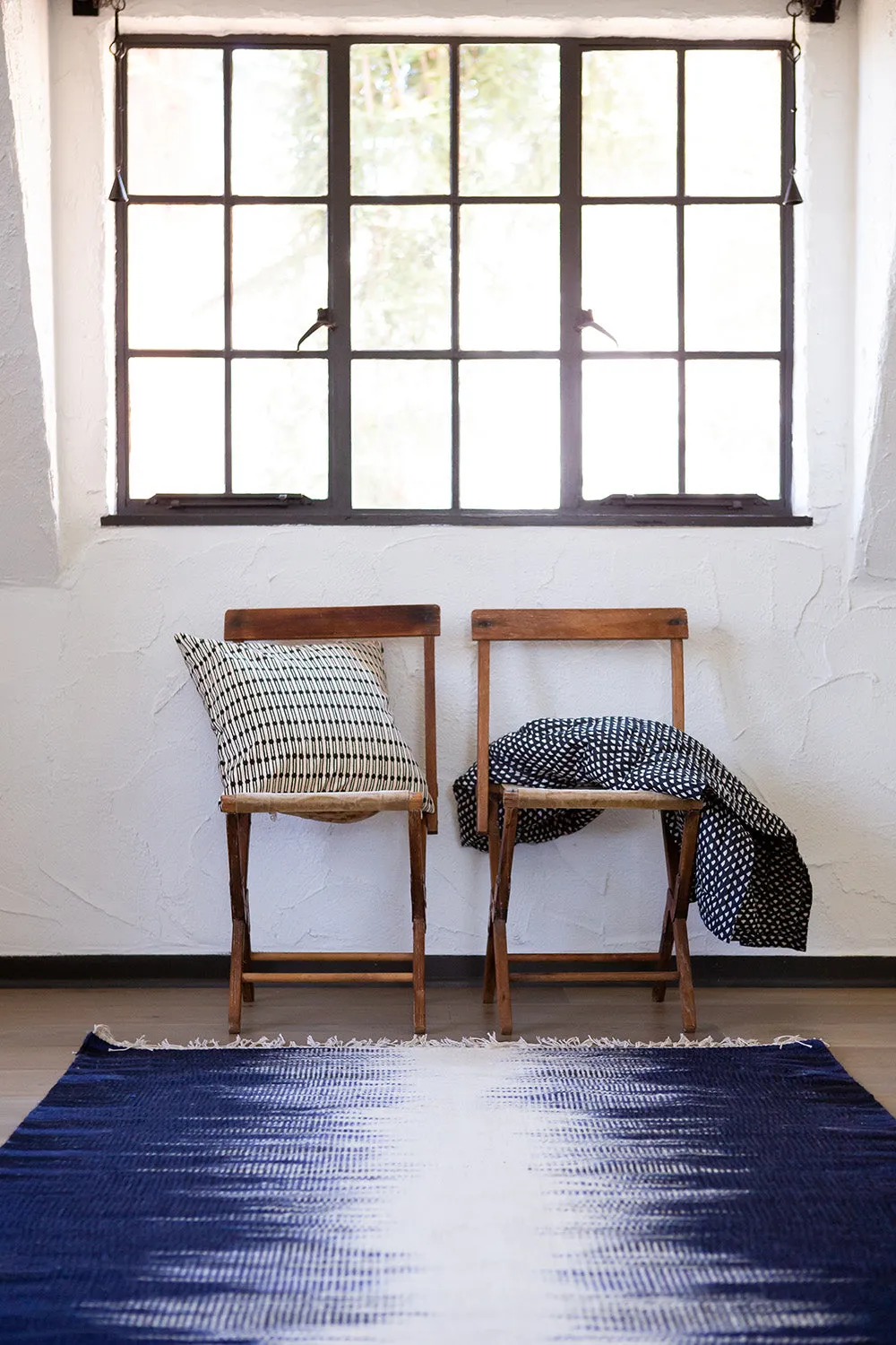 Wool Ikat Rug in Navy